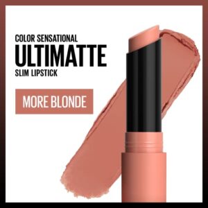 Maybelline Color Sensational Ultimatte Matte Lipstick, Non-Drying, Intense Color Pigment, More Blonde, Sandy Nude, 1 Count