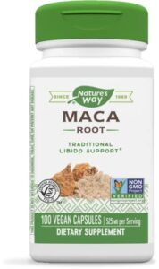 nature’s way maca root, traditional libido, energy, and stamina support*, 525mg per serving, 100 vegan capsules