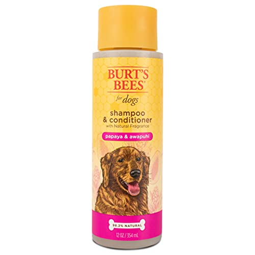 Burt's Bees for Dogs Shampoo & Conditioner with Papaya & Awapuhi Fragrance | 2-in-1 Dog Shampoo & Conditioner - Sulfate & Paraben Free, pH Balanced for Dogs - Made in USA, 12 Oz