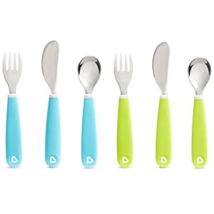 munchkin® splash™ toddler fork, knife and spoon utensil set, 6 pack, blue/green