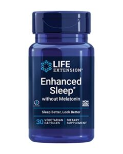 life extension enhanced sleep without melatonin – melatonin free sleep support supplement with ashwagandha, amla extracts & casein milk peptides – gluten-free, non-gmo, vegetarian – 30 capsules