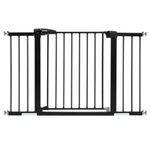 mom’s choice award winner-babelio metal baby gate, 29-48” extra wide pet gate, walk thru child safety gate with door, pressure mounted dog gate for doorways & stairs, with y spindle rods,black