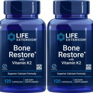 Life Extension Bone Restore With Vitamin K2,Caps 120 Count (Pack of 2)