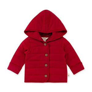 burt’s bees baby baby sweatshirts, lightweight zip-up jackets & hooded coats, organic cotton, cardinal red quilted, 6 months