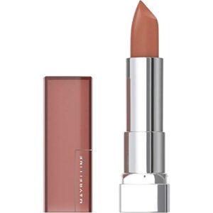 maybelline color sensational lipstick, lip makeup, matte finish, hydrating lipstick, nude, pink, red, plum lip color, raw chocolate, 0.15 oz; (packaging may vary)