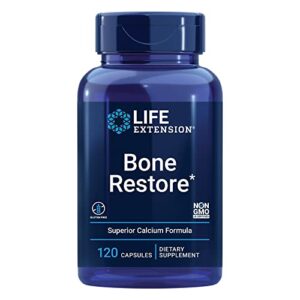 life extension bone restore – helps maintain healthy bone density – calcium, vitamin d3, magnesium, zinc, boron and other bone-healthy minerals – non-gmo, gluten-free – 120 capsules