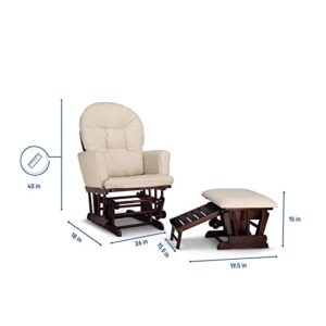 Graco Parker Semi-Upholstered Glider and Nursing Ottoman, Espresso/Beige Cleanable Upholstered Comfort Rocking Nursery Chair with Ottoman