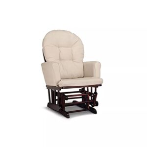 Graco Parker Semi-Upholstered Glider and Nursing Ottoman, Espresso/Beige Cleanable Upholstered Comfort Rocking Nursery Chair with Ottoman