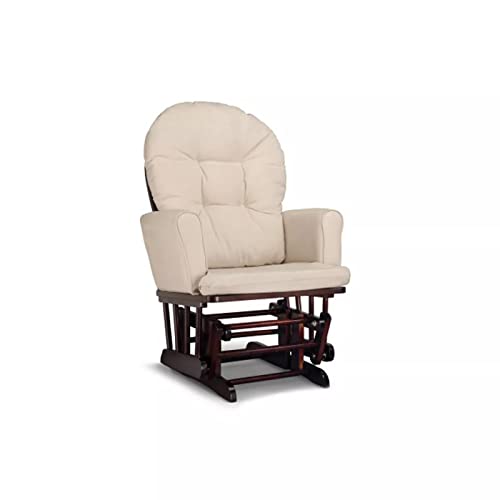 Graco Parker Semi-Upholstered Glider and Nursing Ottoman, Espresso/Beige Cleanable Upholstered Comfort Rocking Nursery Chair with Ottoman