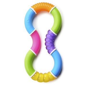 munchkin twisty figure 8 baby teether toy, bpa free, 6+ months