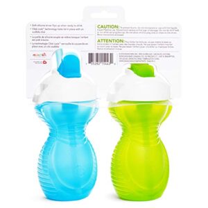 Munchkin® Click Lock™ Flip Straw Toddler Cup, 9 Ounce, 2 Pack, Blue/Green