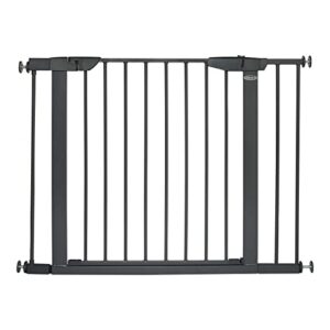 graco babysteps walk-thru metal safety gate (gray) – pressure-mounted baby gate for doorway, expands from 29.5-40.5 inches, 29.5 inches tall, includes 3 extensions, perfect for children, pet-friendly