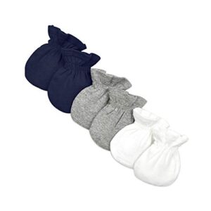 burt’s bees baby unisex baby mittens, no-scratch mitts, 100% organic cotton, set of 3 gloves, midnight