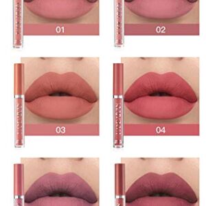 BestLand 6Pcs Matte Liquid Lipstick Makeup Set, Matte liquid Long-Lasting Wear Non-Stick Cup Not Fade Waterproof Lip Gloss (Set B)