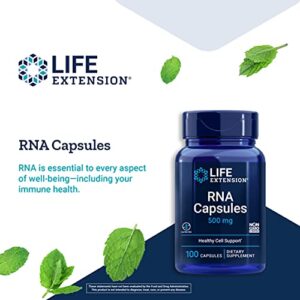 Life Extension RNA Capsules 500 mg - Ribonucleic Acid Supplement for Immune Support, Healthy Cell and Inflammatory Response – Gluten-Free, Non-GMO – 100 Capsules