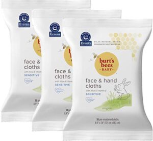 burt’s bees baby face & hand cloths, unscented cleansing wipes,30 wipes – pack of 3 30 count (package may vary)