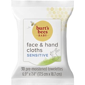 Burt's Bees Baby Face & Hand Cloths, Unscented Cleansing Wipes,30 Wipes - Pack of 3 30 Count (Package May Vary)