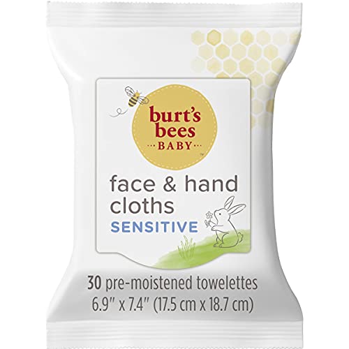 Burt's Bees Baby Face & Hand Cloths, Unscented Cleansing Wipes,30 Wipes - Pack of 3 30 Count (Package May Vary)