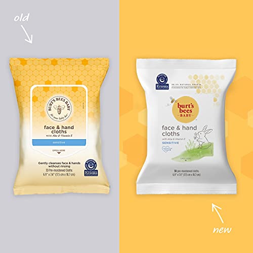 Burt's Bees Baby Face & Hand Cloths, Unscented Cleansing Wipes,30 Wipes - Pack of 3 30 Count (Package May Vary)