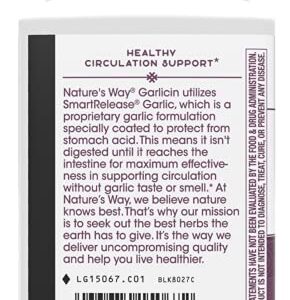 Nature's Way Garlicin Cardio SmartRelease Garlic, Healthy Circulation Support*, 180 Vegan Tablets