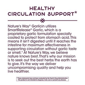 Nature's Way Garlicin Cardio SmartRelease Garlic, Healthy Circulation Support*, 180 Vegan Tablets