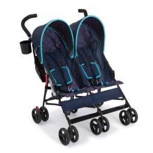 Delta Children LX Side by Side Stroller - with Recline, Storage & Compact Fold, Night Sky