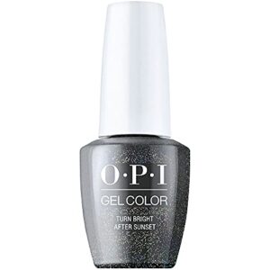 opi gelcolor, turn bright after sunset, gray gel nail polish, holiday’21 celebration collection, 0.5 fl. oz.