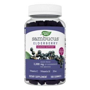 nature’s way sambucus elderberry immune support gummies*, elderberry with vitamin c, vitamin d and zinc, 100 gummies