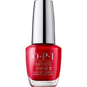 opi infinite shine 2 long-wear lacquer, unequivocally crimson, red long-lasting nail polish, 0.5 fl oz