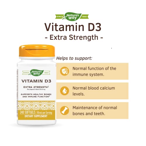 Nature's Way Vitamin D3 Extra Strength; 2000 IU per serving; 240 Softgels