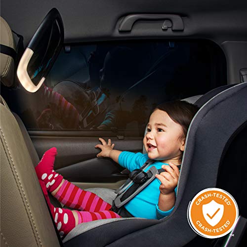 Munchkin® Brica® Night Light™ Pivot Baby in-Sight® Adjustable Car Mirror, Crash Tested and Shatter Resistant, Black