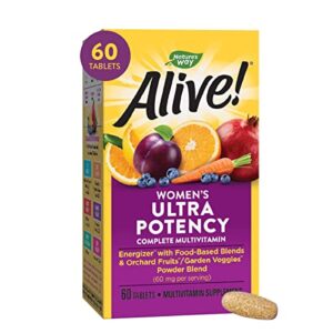 nature’s way alive! women’s ultra potency complete multivitamin, high potency b-vitamins, energy metabolism*, 60 tablets