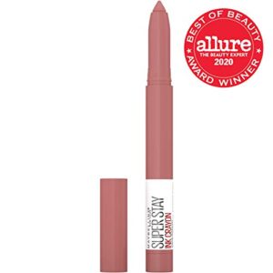 Maybelline Super Stay Ink Crayon Lipstick Makeup, Precision Tip Matte Lip Crayon with Built-in Sharpener, Longwear Up To 8Hrs, On The Grind, Purple Mauve Pink, 1 Count