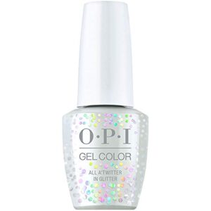 opi gelcolor, all a’twitter in glitter, metallic gel nail polish, shine bright collection, 0.5 fl oz
