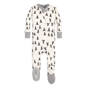 burt’s bees baby baby boys pajamas, zip-front non-slip footed pjs, organic cotton and toddler sleepers, trees, 24 months us