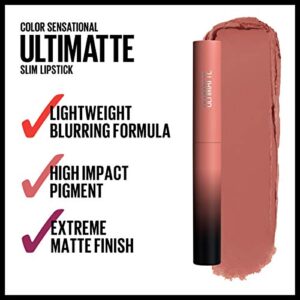 Maybelline Color Sensational Ultimatte Matte Lipstick, Non-Drying, Intense Color Pigment, More Buff, Pink Beige, 1 Count