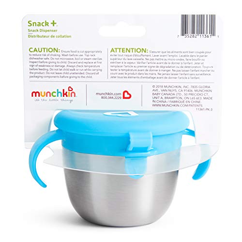 Munchkin® Snack+™ Stainless Steel Snack Catcher with Lid, 9 Ounce, Blue, 1 Pack