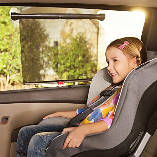 Munchkin® Brica® Sun Safety™ Car Window Roller Shade with White Hot® Heat Alert, 2 Pack, Black