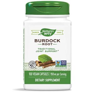 nature’s way burdock root, 950 mg per serving, 100 vegan caps (packaging may vary)