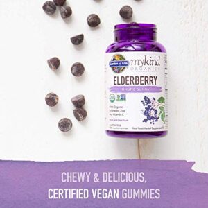 Garden of Life mykind Organics Elderberry Gummies for Adults & Kids - Immune Support Supplement with Organic Fruit, Herbal Blend, Elderberry, Echinacea, Zinc, Vitamin C, 120 Vegan Gluten Free Gummies