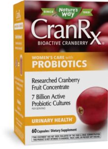nature’s way cranrx women’s care with probiotics, 7 billion active probiotic cultures, urinary health*, 60 capsules