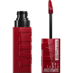 maybelline super stay vinyl ink longwear no-budge liquid lipcolor makeup, highly pigmented color and instant shine, lippy, cranberry red lipstick, 0.14 fl oz, 1 count