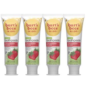 burt’s bees kids toothpaste, strawberry flavor, with fluoride, strawberry splash, 4.7 oz, pack of 4