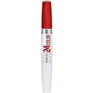 maybelline super stay 24, 2-step liquid lipstick makeup, long lasting highly pigmented color with moisturizing balm, keep it red, red, 1 count