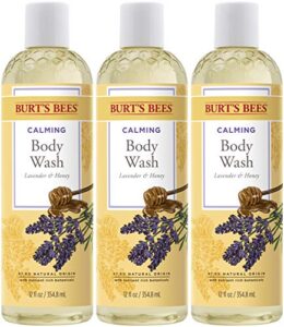 burts bees lavender & honey body wash, 12 oz – pack of 3 (package may vary)