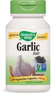 nature’s way garlic bulb, 580mg, 100 capsules (pack of 2)