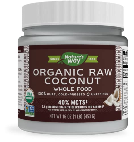 Nature's Way Organic Raw Coconut Whole Food, 5.6 g MCTs per serving, Unrefined, Cold Pressed, 16 oz.