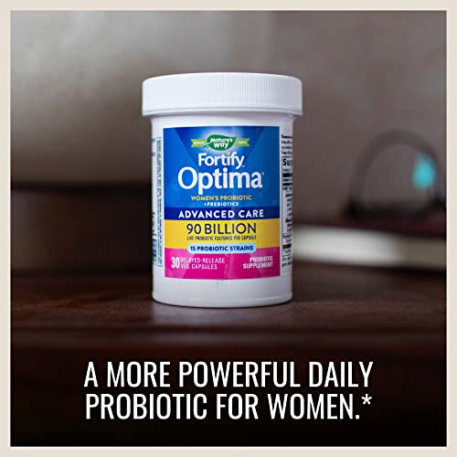 Nature’s Way Fortify Optima Women’s Daily Probiotic, 90 Billion, 15 Strains, Prebiotic, 30 Capsules