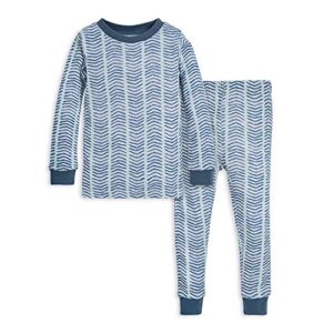 burt’s bees baby baby boys pajamas, tee pant 2-piece pj set, 100% organic cotton and toddler pajama bottoms, blue watercolor chevron, 4t us