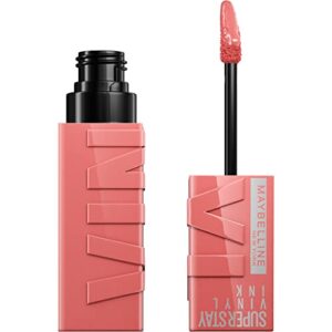 maybelline super stay vinyl ink longwear no-budge liquid lipcolor makeup, highly pigmented color and instant shine, charmed, pink lipstick, 0.14 fl oz, 1 count